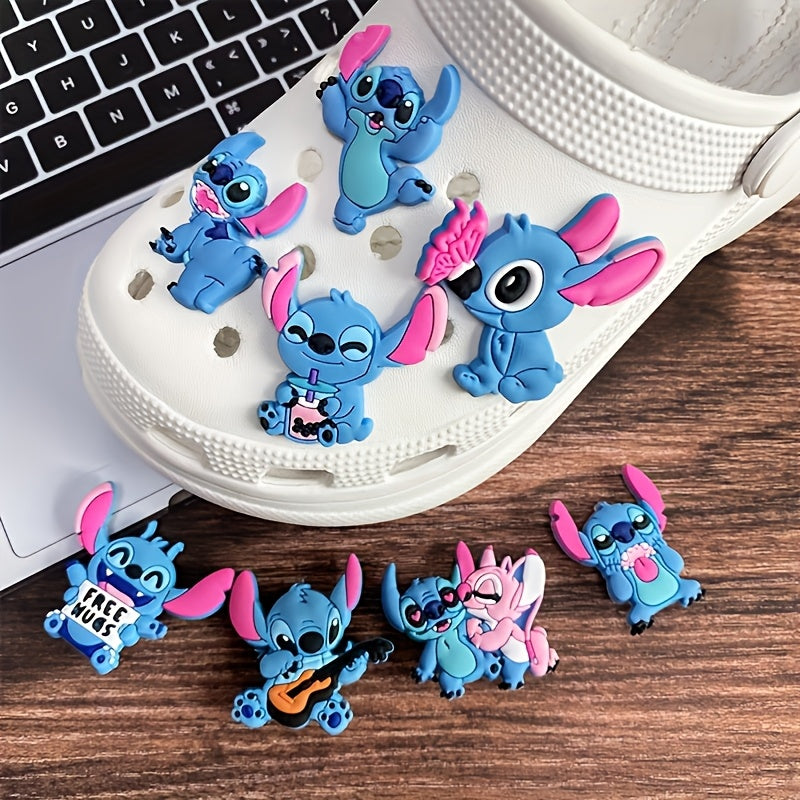 8pcs Kids Shoe Buckles Cartoon Stitch Detachable Decoration