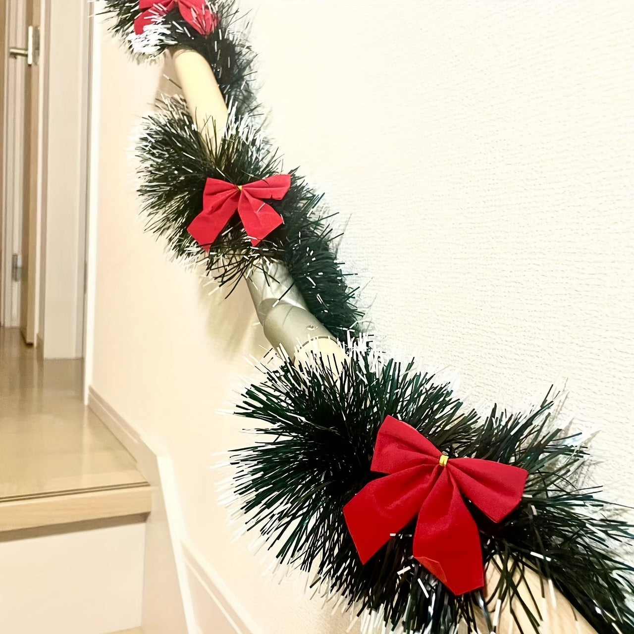 12-Pack Red Christmas Tree Bows Festive Plastic Fabric Holiday Decor