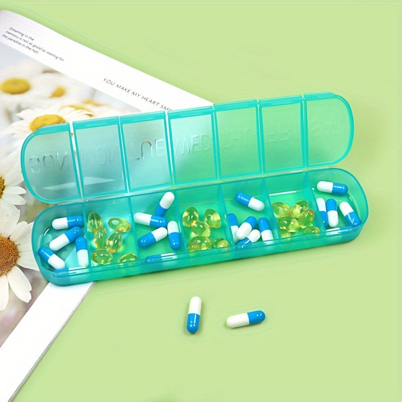 Portable Weekly Pill Organizer 7 Compartments Vitamin Fish Oil Storage
