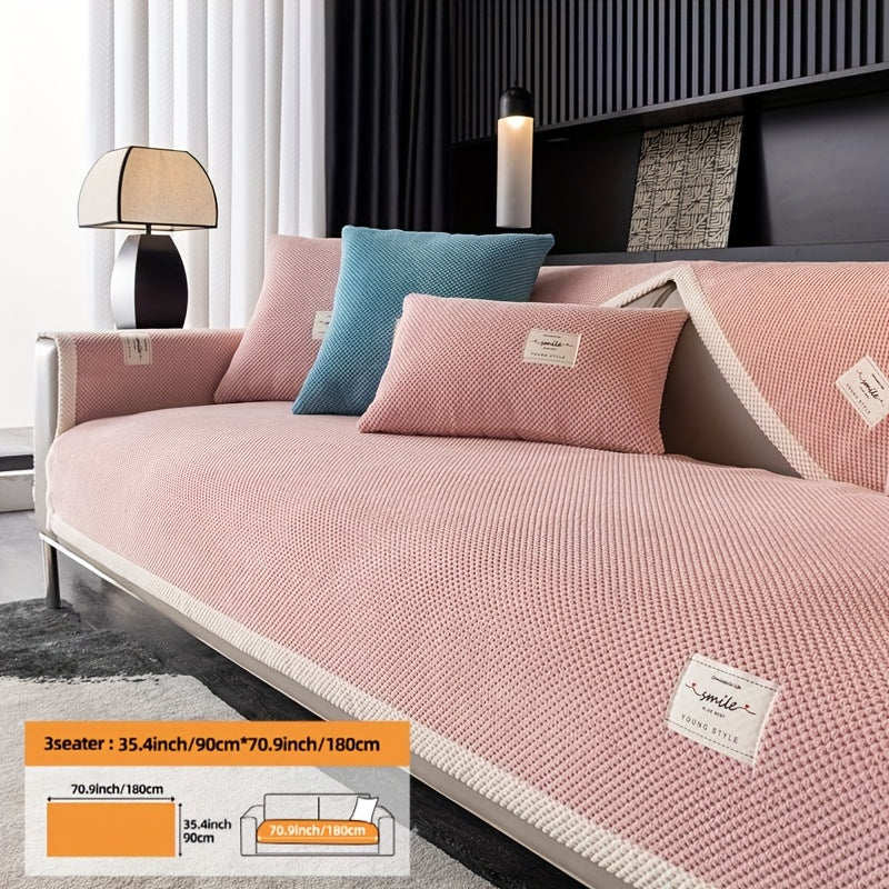 Hozirgi zamonaviy plush divan qopqog'i, barcha fasllar uchun korduroy chekkali