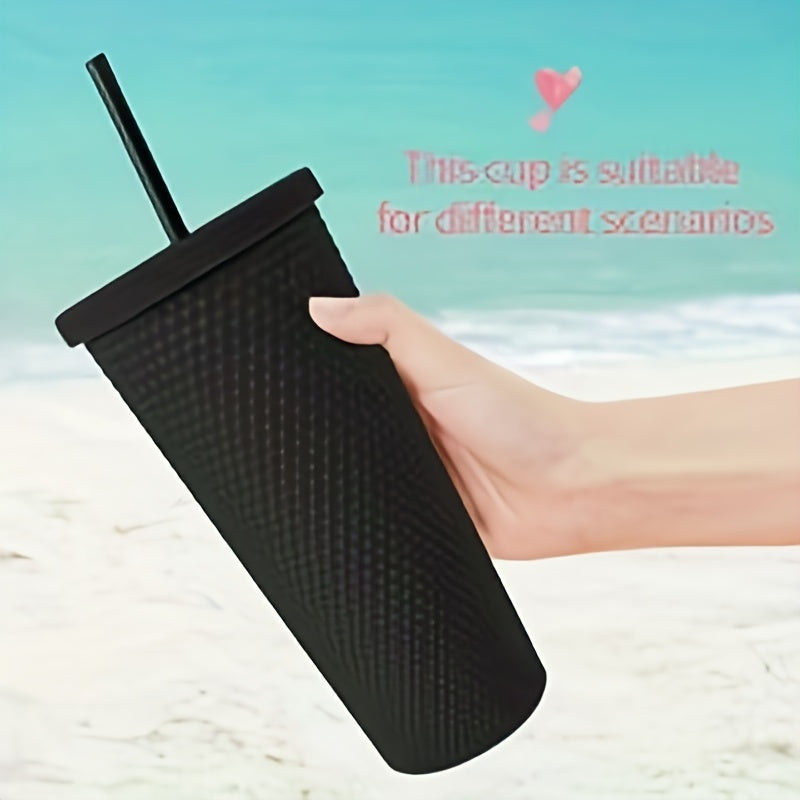 1 шт. стакан с шипами с крышкой и соломинкой, 24 унции матовые стаканы, без BPA, блестящий пластиковый стакан для воды, двухслойная бутылка для воды, многоразовый стакан с вентиляцией, посуда, предметы для домашней кухни, подарок на день рождения