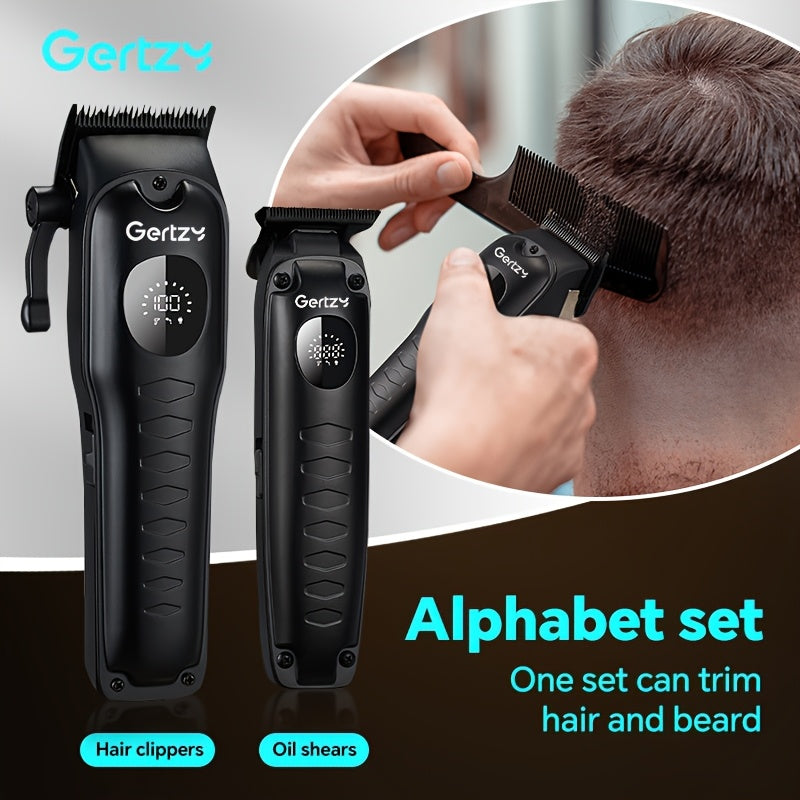 Men's Hair Clipper Set with LED Display Nine Limit Combs Hair and Oil Clippers Gift
