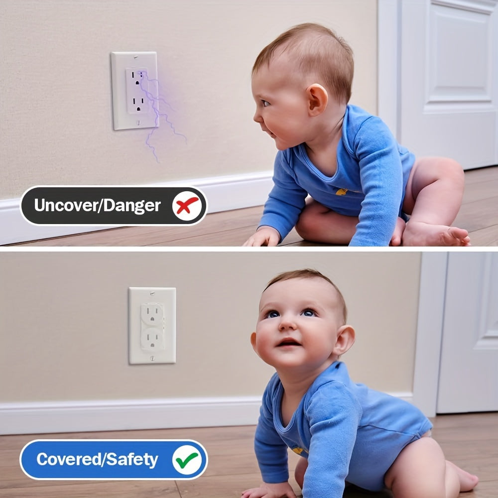 Set of 60 Transparent Childproof Outlet Covers for Electric Socket Protection