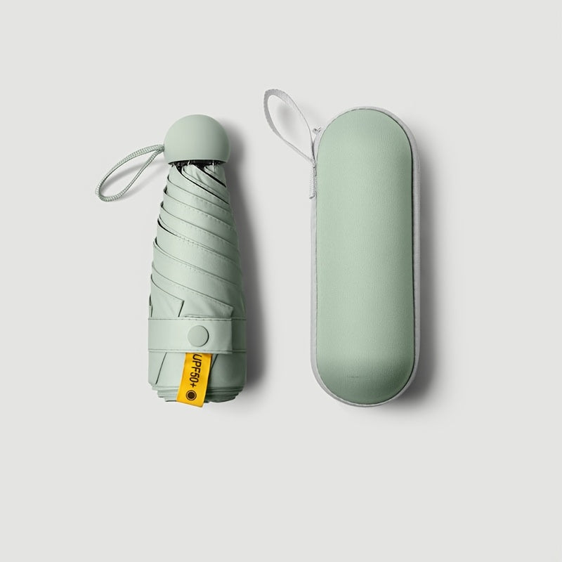 6-Rib Foldable Waterproof Pongee Umbrella with Plastic Handle and Storage Box