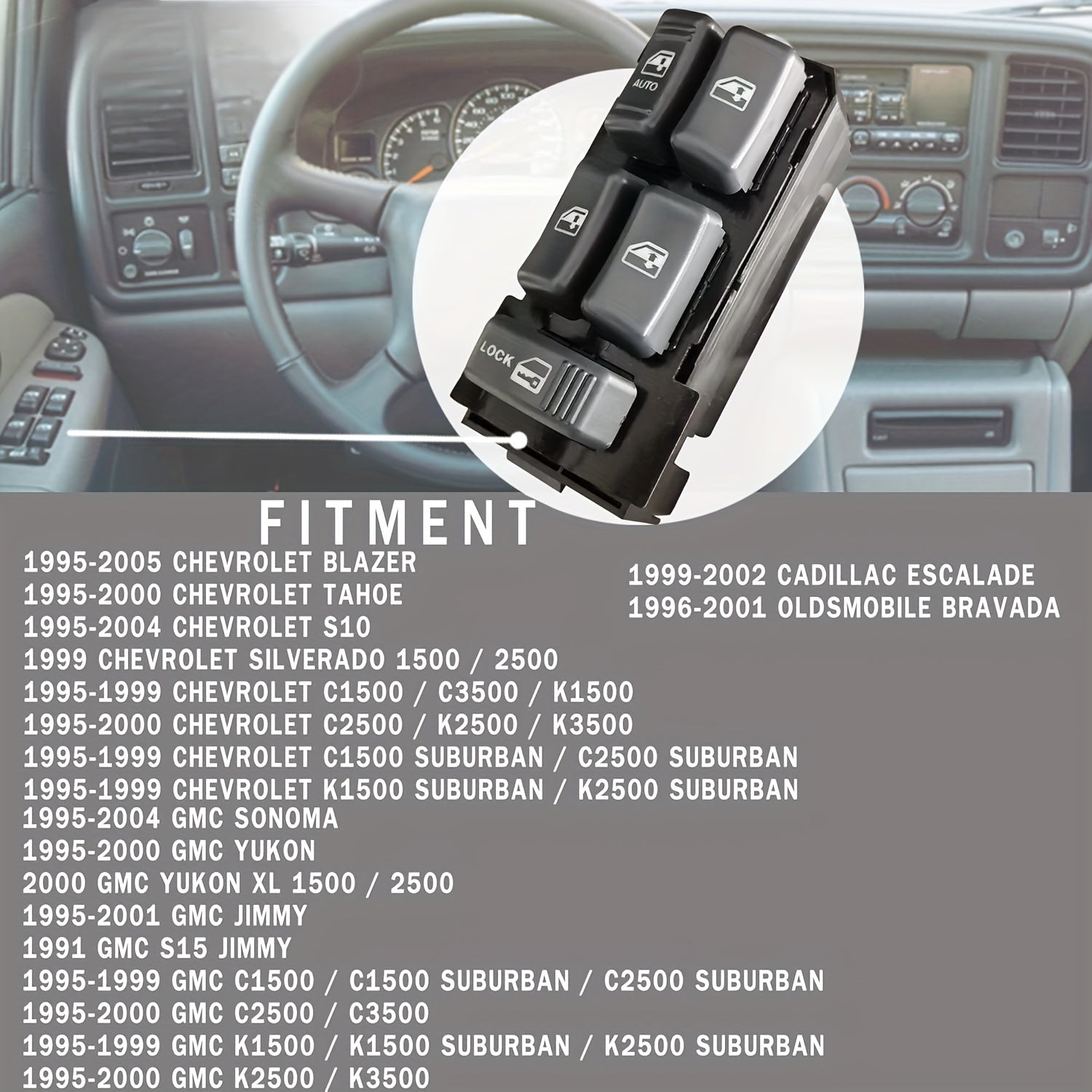 Driver Side Power Window Switch for Chevy GMC Trucks 10Pin 7Pin Replacement