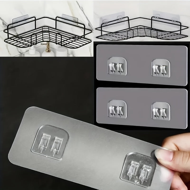 5pcs Clear Self-Adhesive Wall Hooks for Bathroom Organizers and Storage