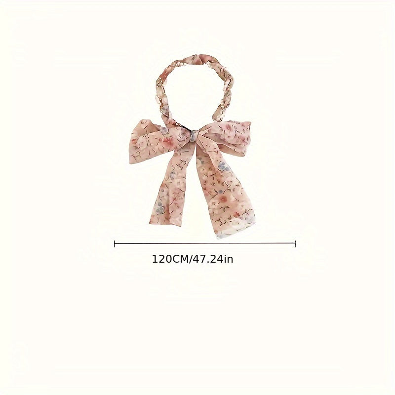 Women's Floral Ribbon Hairband with French Style for Elegant Summer Look