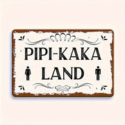 Vintage Rustic Waterproof Bathroom Sign 8.5x19.5cm with Twine Rope