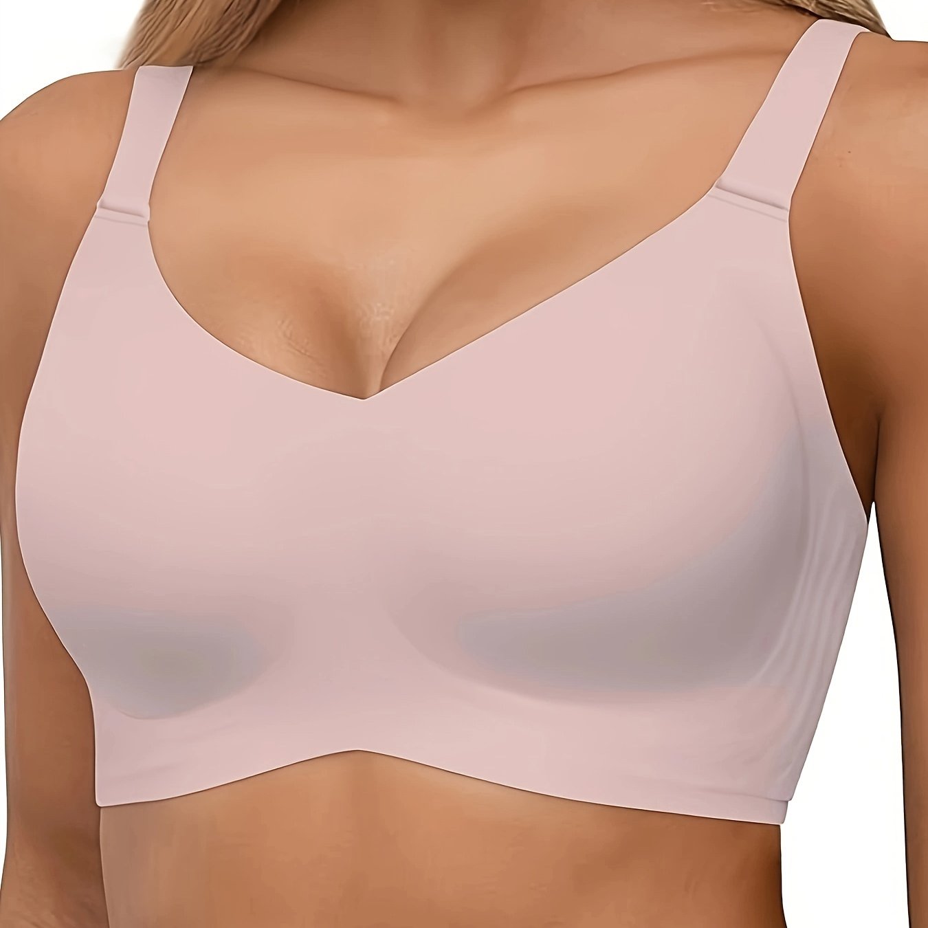 Plus Size Seamless Wireless Full Coverage Bra for Women in Solid Polyamide