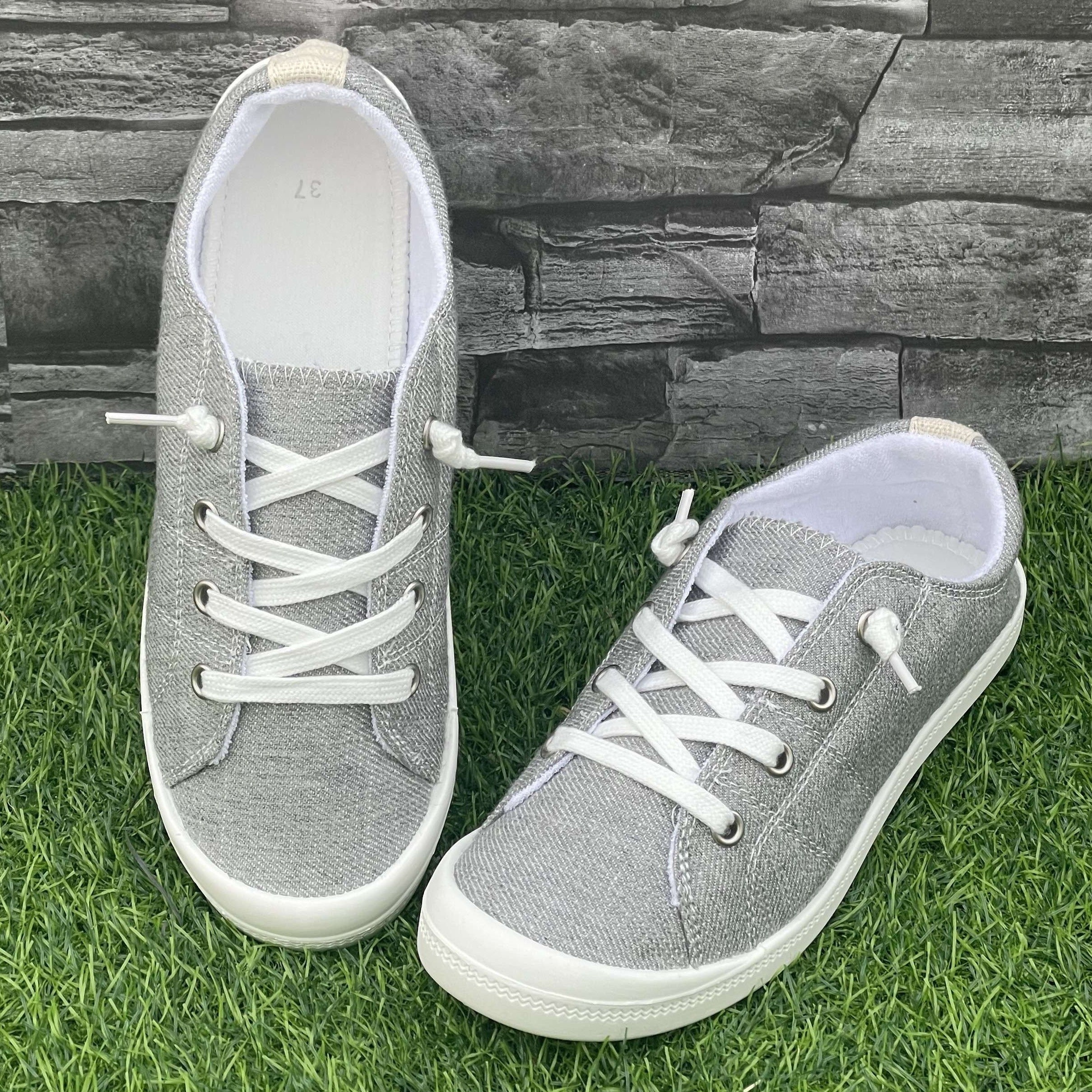 Women's Casual Solid Color Fabric Outdoor Work Shoes All-Season Lightweight