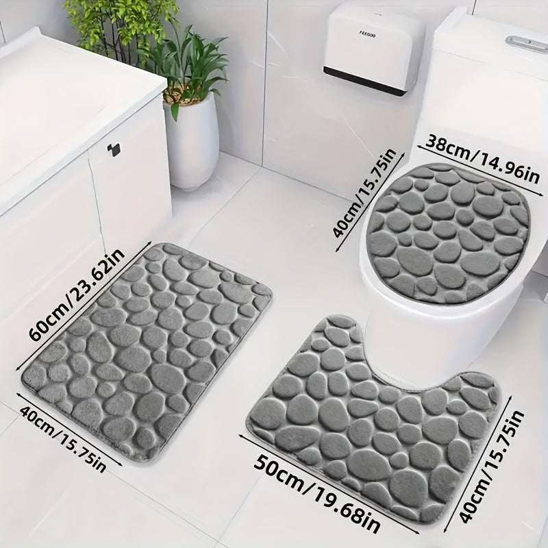 Conjunto de alfombrillas de baño con patrón geométrico, suaves, absorbentes, antideslizantes, lavables a máquina, de poliéster