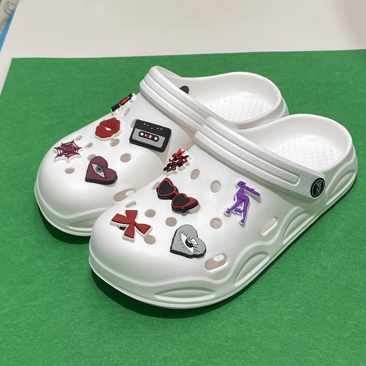 Women's Summer Hollow EVA Sandals with Cartoon Pendant and Accessories