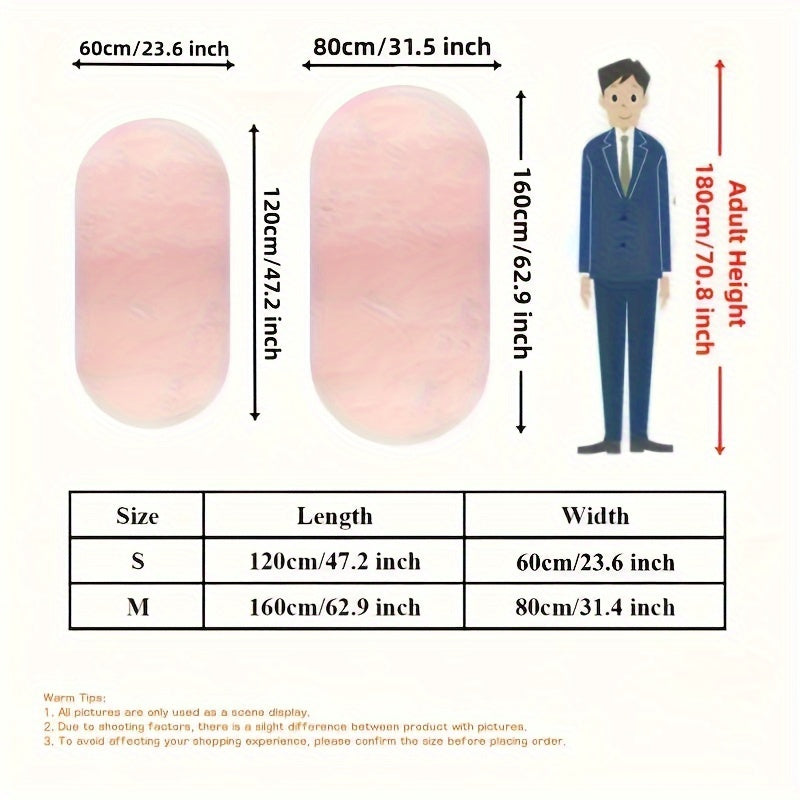 Yotoqxona va yashash xonasi dekoratsiyasi uchun yumshoq oval maydon gilami, mashinada yuvish mumkin.