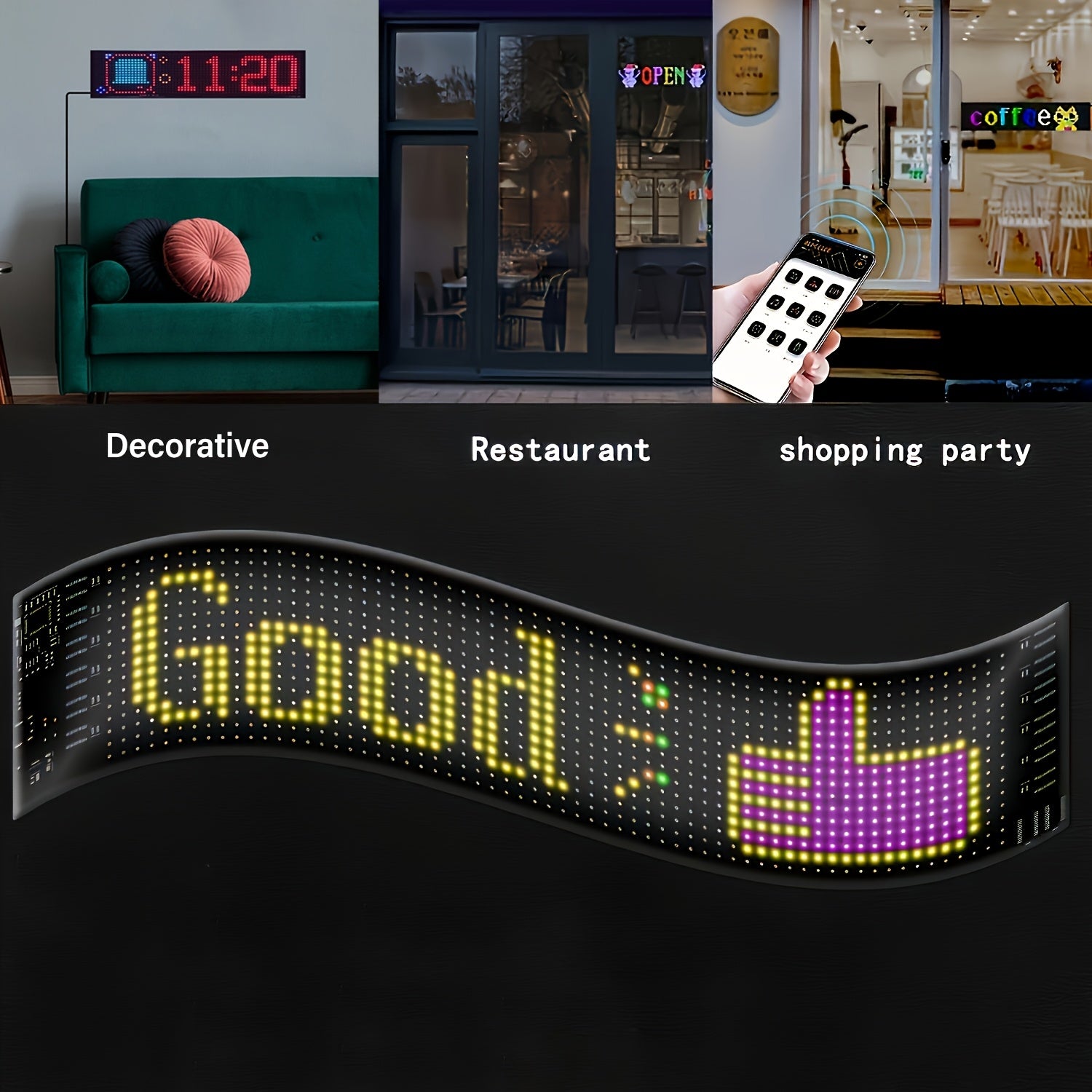 Programmable LED Smart Night Light with DIY Text Animation Wall Mount Desktop Decoration