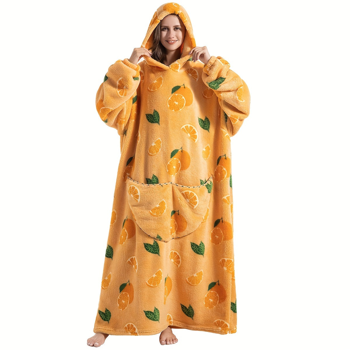 Оверсайз-плед-худи для женщин и мужчин с рукавами, карманами, флисом