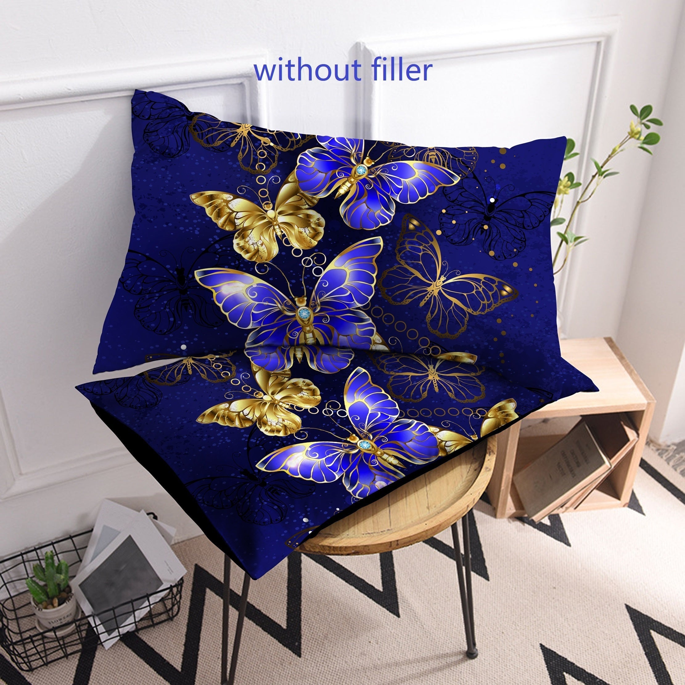 Set of 2 Glow-in-the-Dark Butterfly Pillowcases Soft Breathable Stylish Envelope Covers