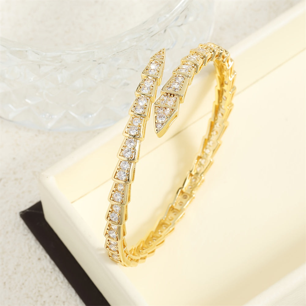 Snake Bone Cuff Bracelet with Zirconia for Women Stylish Jewelry Gift