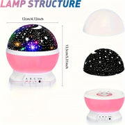 Lámpara proyector LED Noche Estrellada con estrella y luna giratorias, alimentada por USB para decoración de dormitorio y oficina