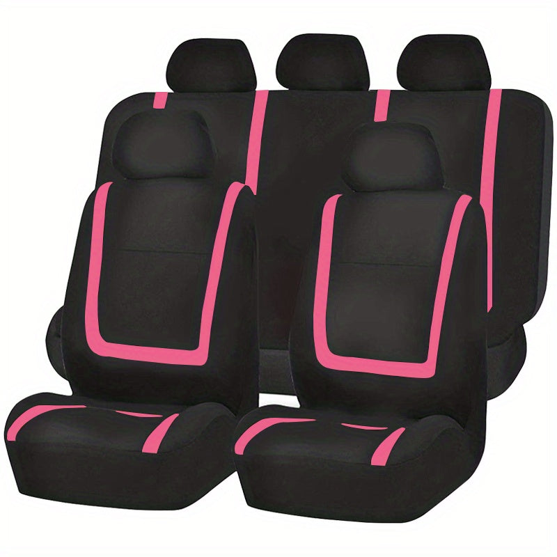 Universal Car Seat Covers Full Set Polyester Gray Purple Black Blue Red
