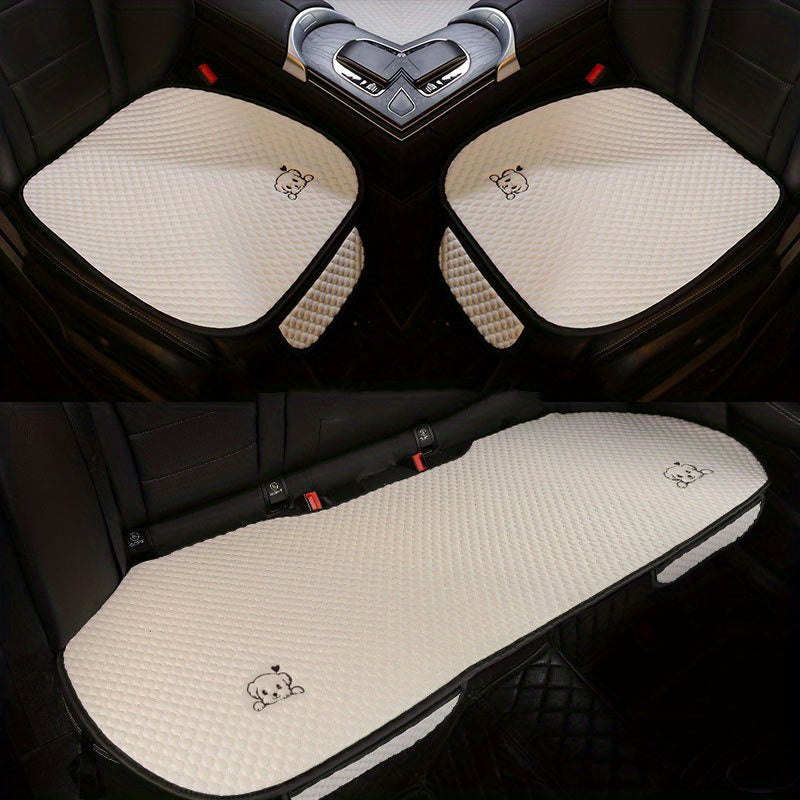 Car Seat Cover Set 3pcs Breathable Linen Style Universal Summer Seat Protectors