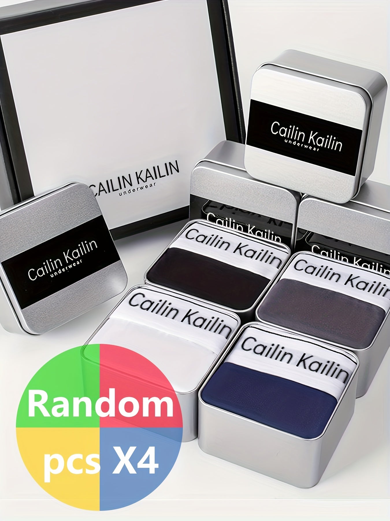 Men's Breathable Cotton Boxers Set with Square Design Shortie Underwear