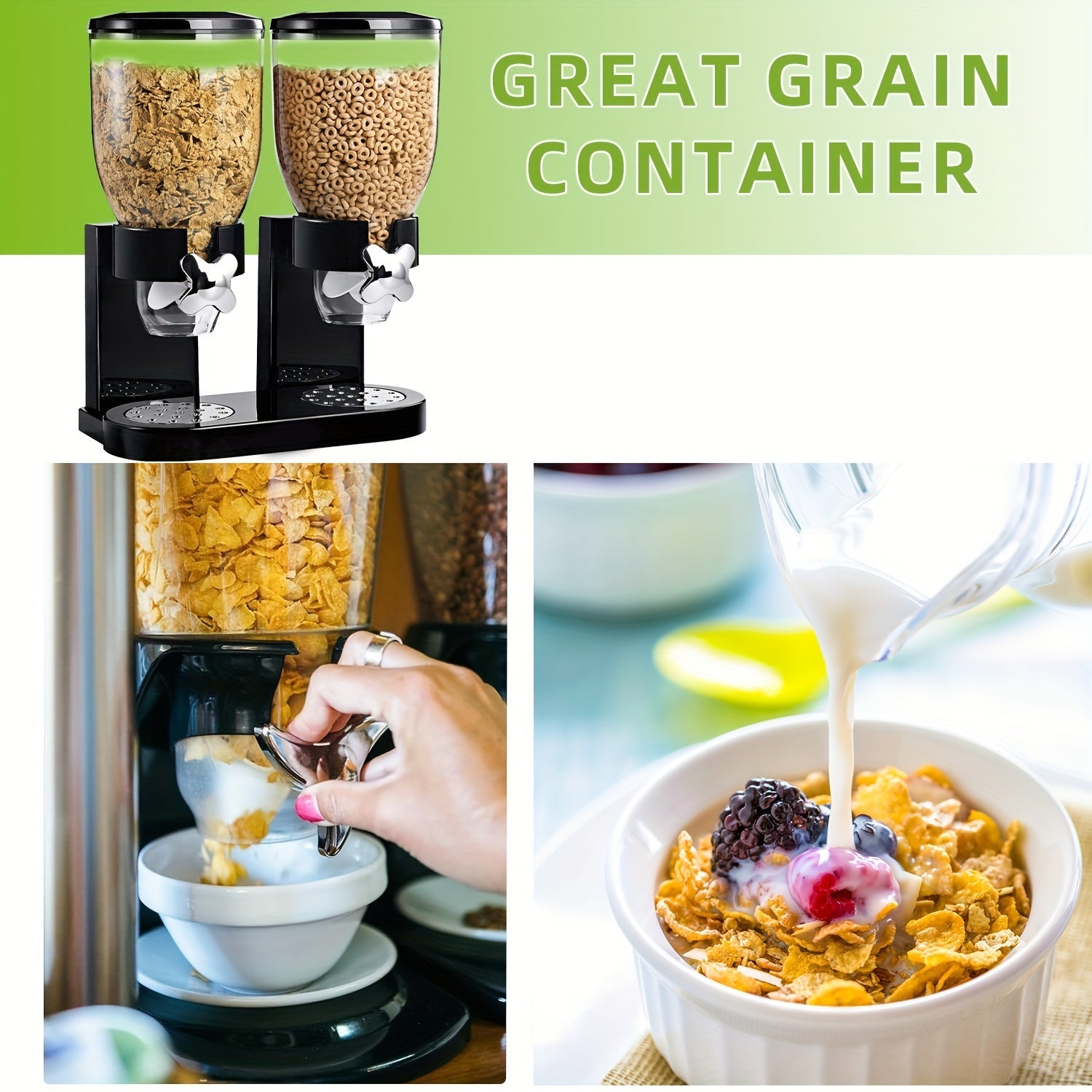 Control Grain Dispenser with Large Capacity for Cereal Nuts Rice and Granola
