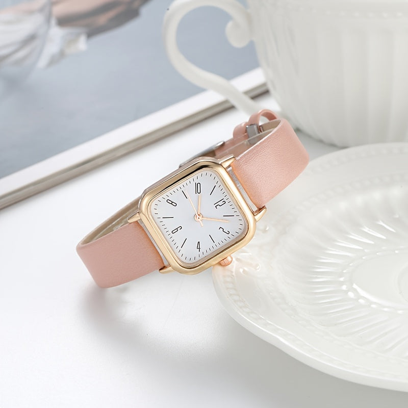 Women's Square Quartz Watch with Imitation Leather Strap and Zinc Alloy Case