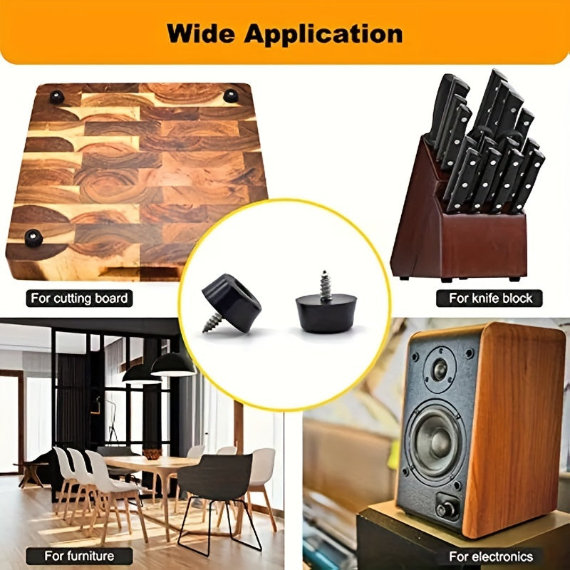12 Rubber Foot Mats with Stainless Steel Screws for Furniture and Electronic Devices