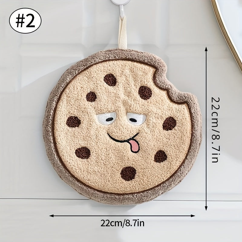 Cartoon Food Shaped Hand Towel Soft Coral Fleece Quick-Dry Absorbent Kitchen Bathroom Use