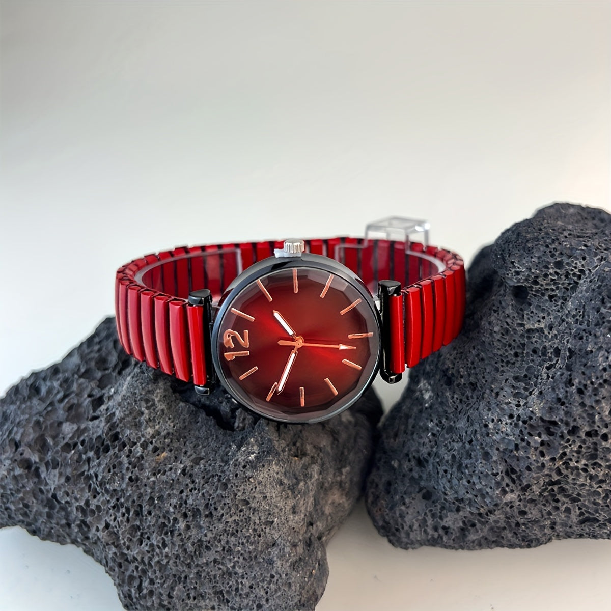 Women's Quartz Watch with Multi-Colored Elastic Strap and Dial