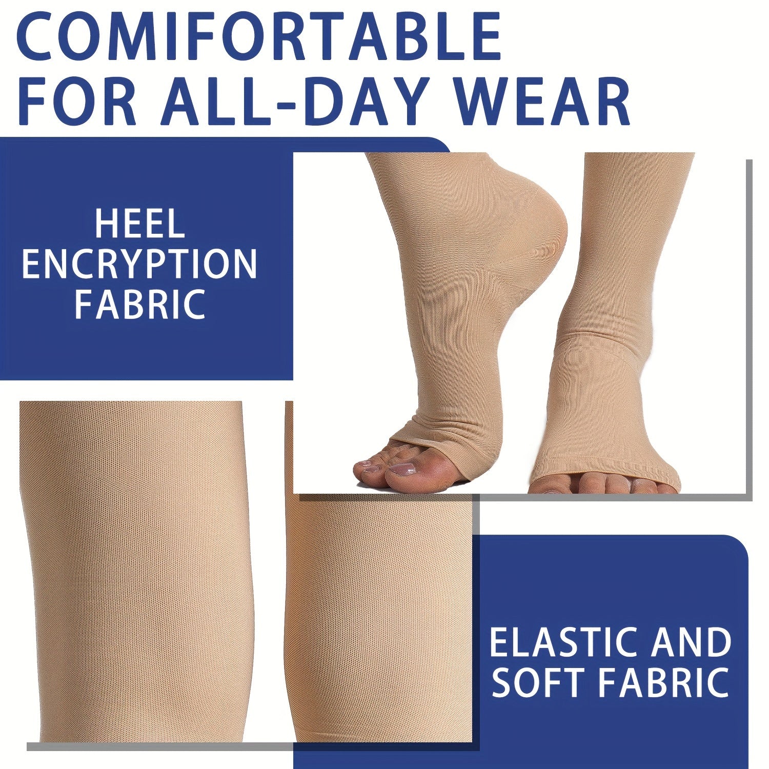 Erkaklar va ayollar uchun siqish paypoqlari: ochiq barmoq dizayni, mashinada yuvish mumkin, nafas oladigan naylon aralashmasi, 15-20 mmHg qo'llab-quvvatlash.