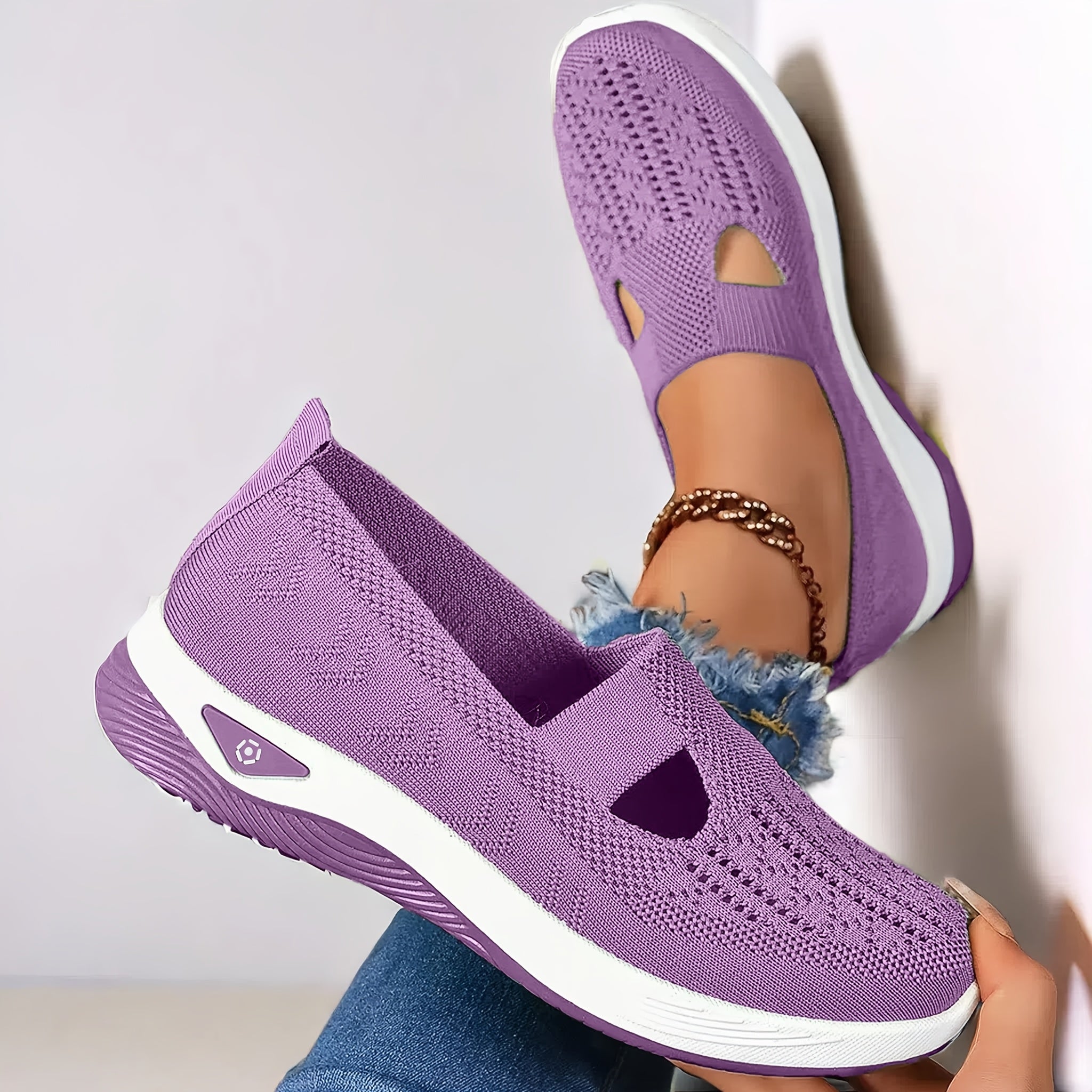 Women's Slip-On Casual Sneakers Low Top Solid Color Fabric Insole PVC Sole