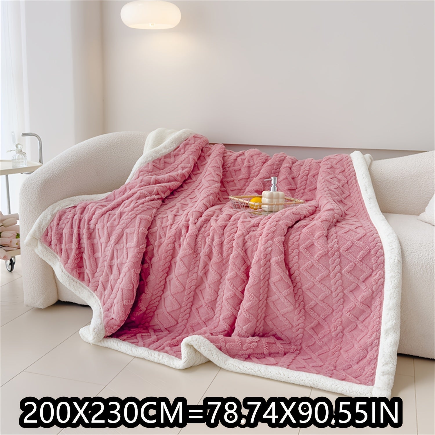 Blue Cable-Knit Fleece Blanket 150x200cm or 200x230cm for Bedroom Living Room Camping