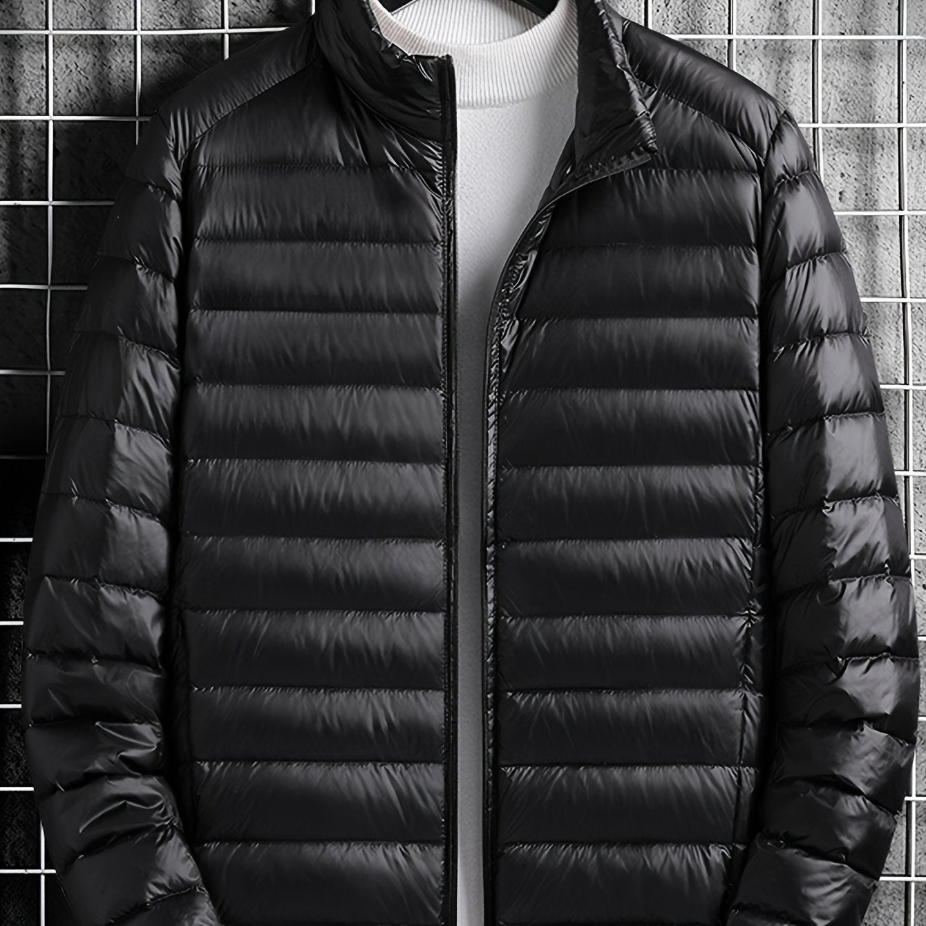 Мужская легкая куртка из полиэстера для осени и зимы, повседневный стиль, узкий крой, однотонный цвет