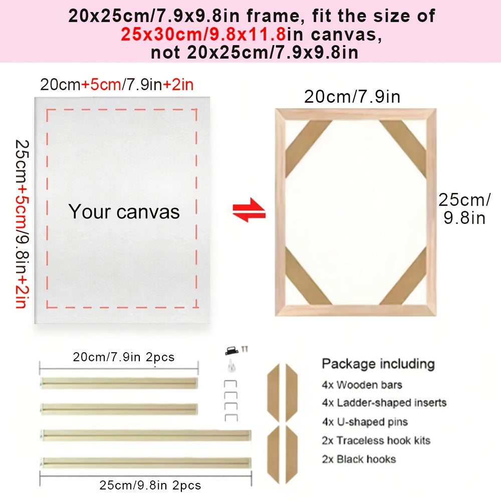 Wood Canvas Stretcher Frame Kit for Gallery Wrap Oil Paintings Wall Art