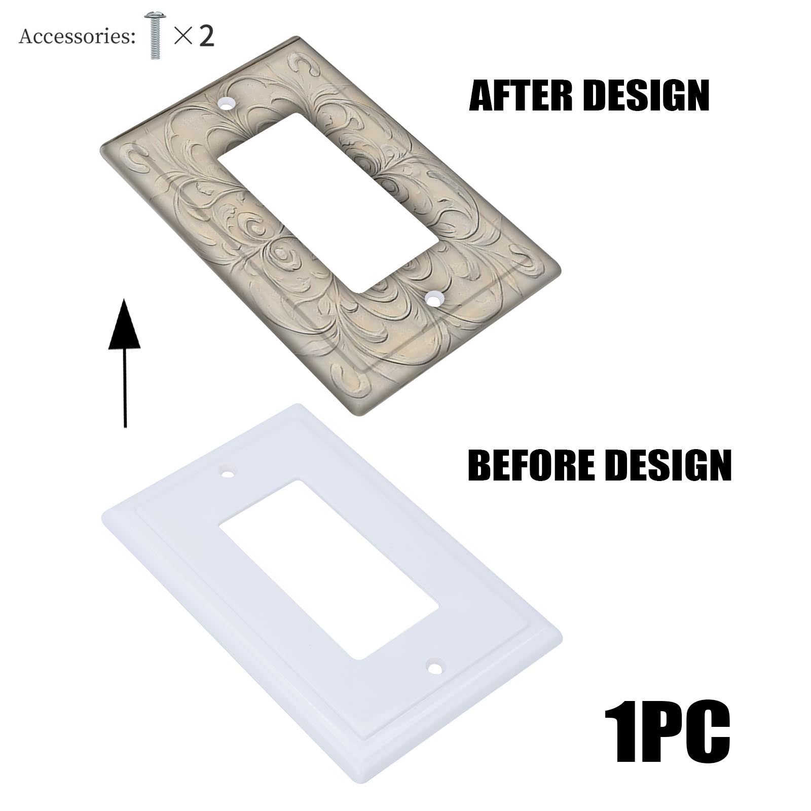 Art Deco Wall Plate Cover for Kitchen and Home Office French Pattern Chic Durable Reusable Easy to Install