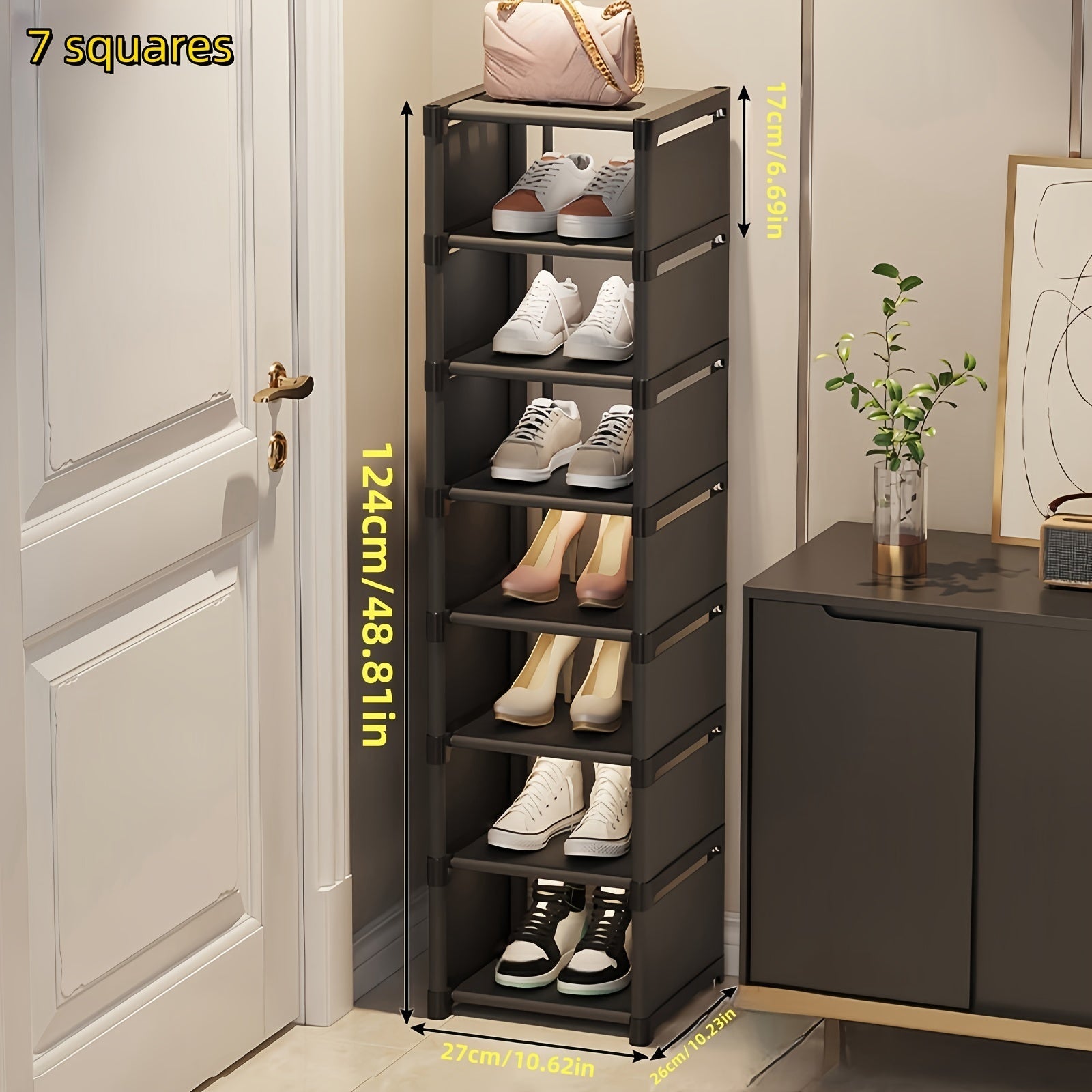 Multi-Tier Fabric Shoe Rack with Metal Frame Space-Saving Storage for Entryway Bedroom Hallway