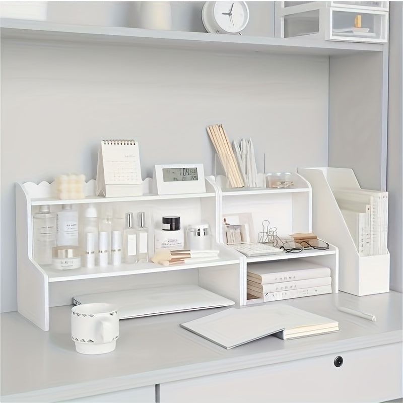 Double Layer Desktop Organizer for Cosmetics Stationery Books in Dorm Office