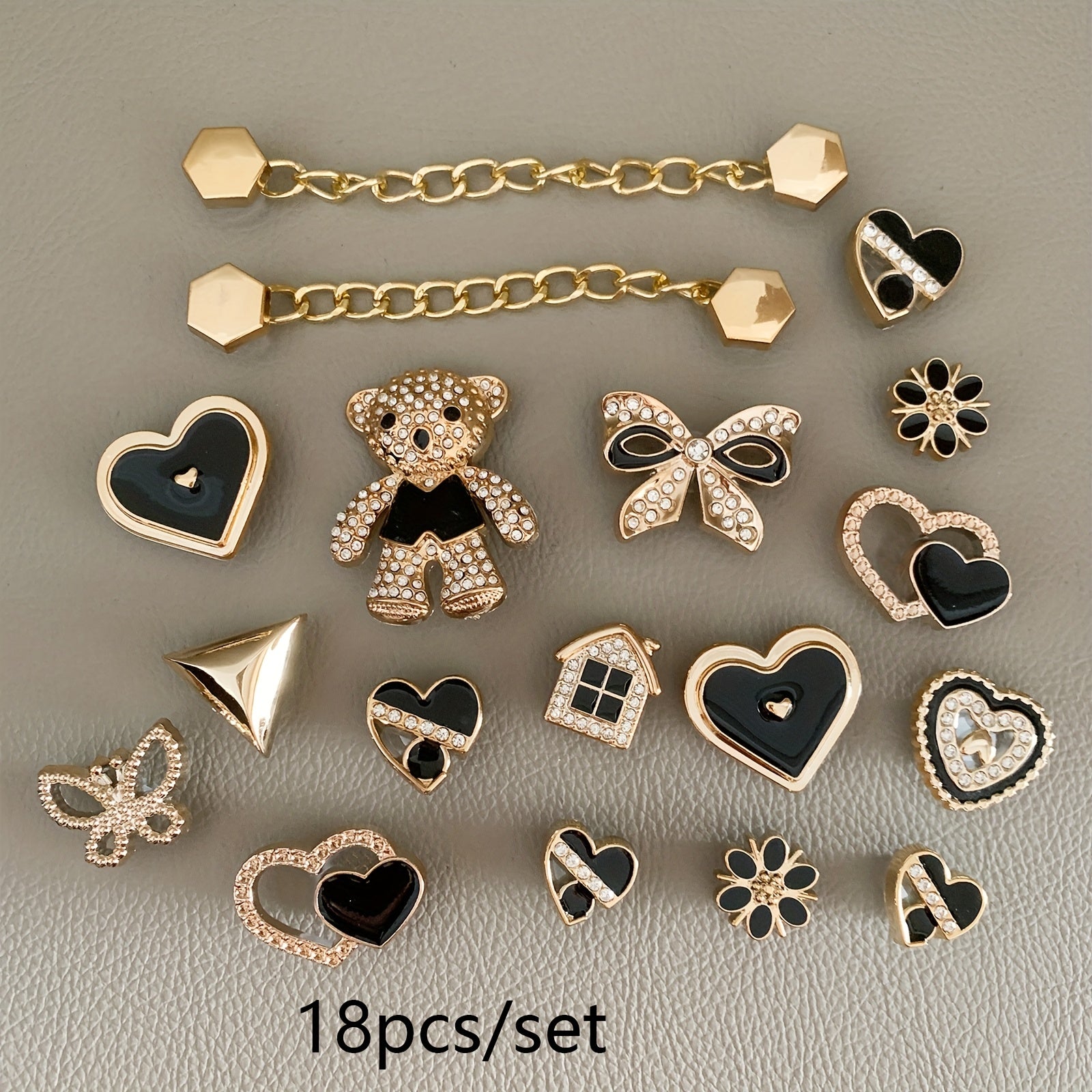 Kids Girls Shoe Charms Set with Bear Bow Hearts Detachable Accessories