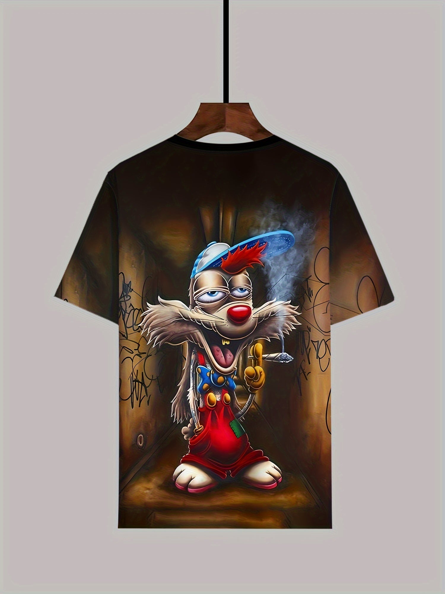 Camiseta de manga corta con cuello redondo y estampado de monstruo en 3D para hombre talla grande verano poliéster casual deportivo