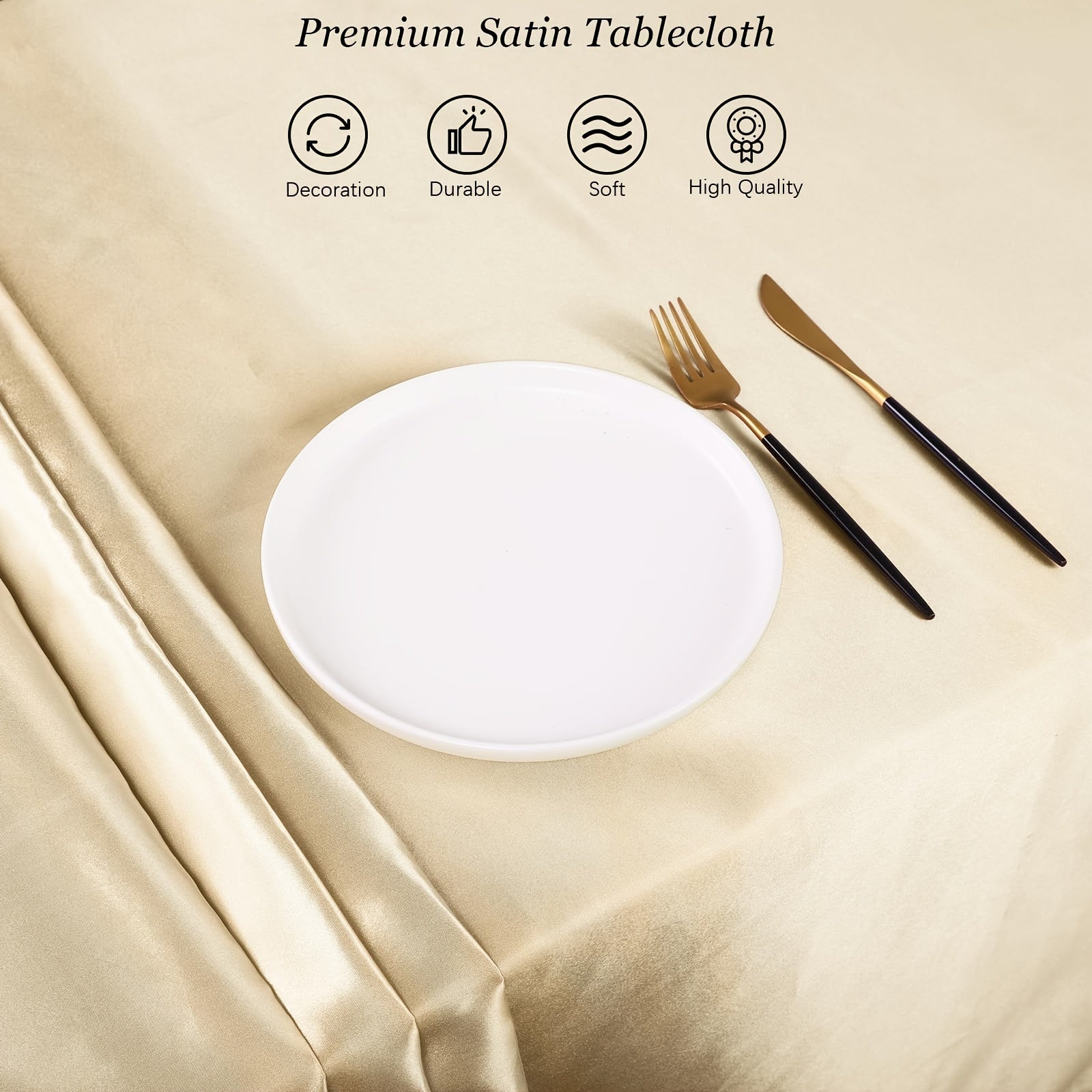 Luxury Satin Tablecloth for Wedding Banquet Rectangular Polyester 10-12 Seater