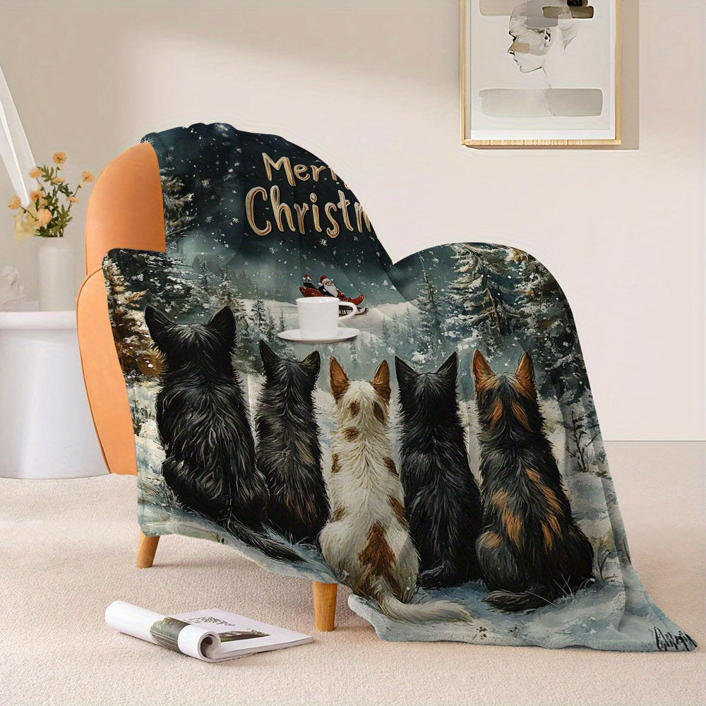 Dog Print Flannel Fleece Throw Blanket Soft Cozy All Seasons Machine Washable