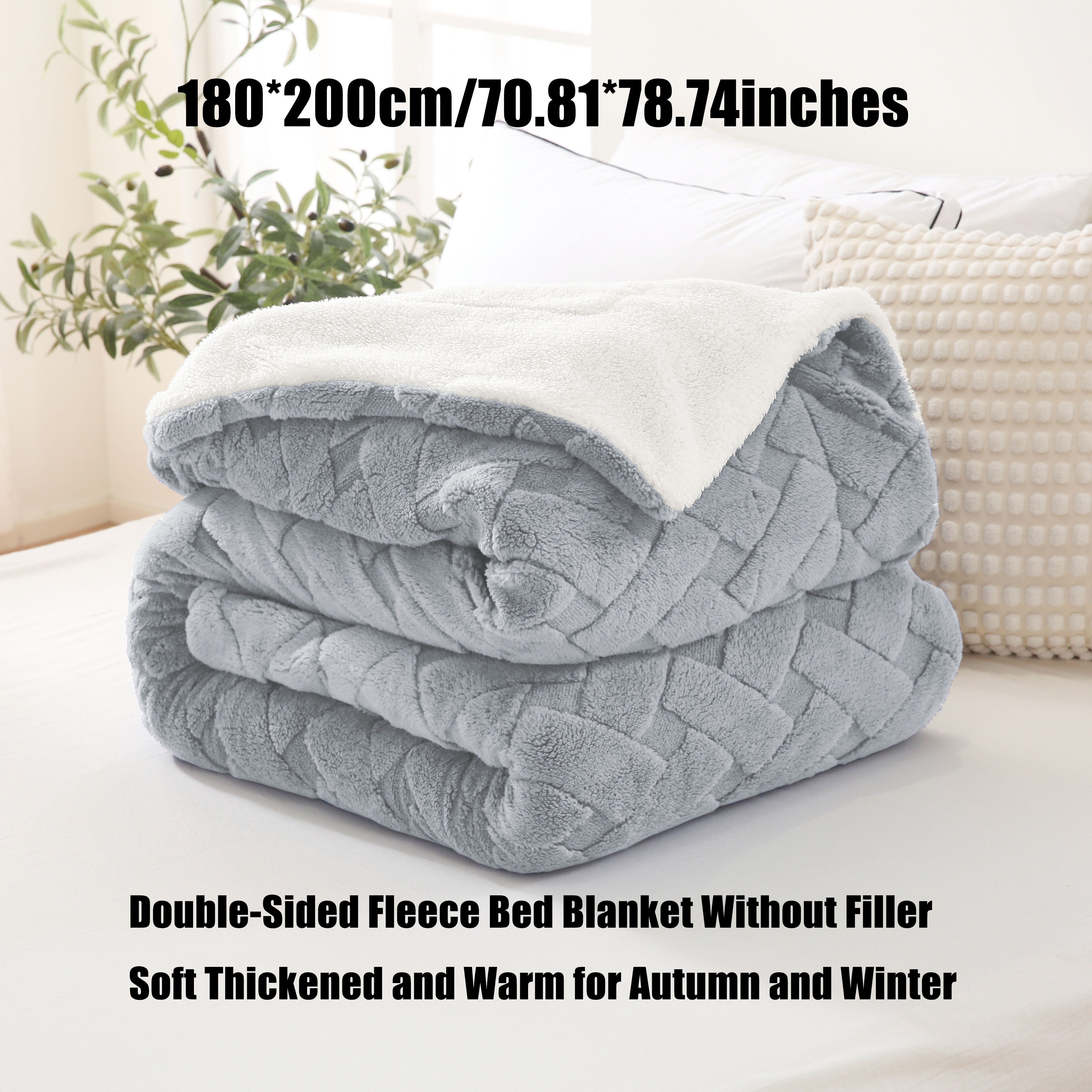 Sherpa Argyle Christmas Blanket Soft Warm Cozy Double-Layer for Bedroom Sofa Office