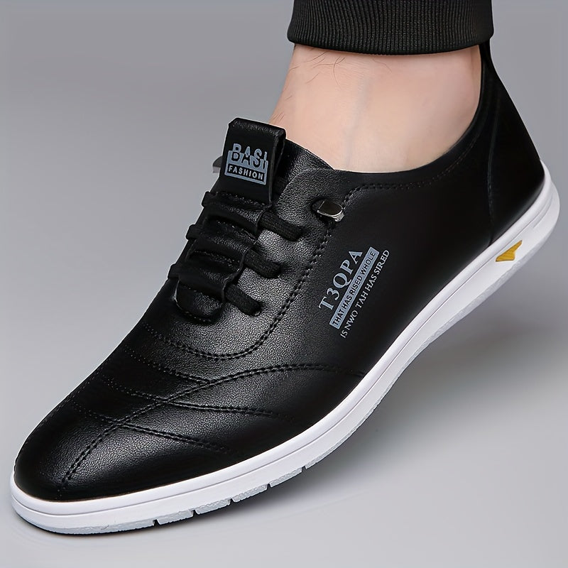 Men's Casual Sneakers Low Top Solid Color Microfiber Synthetic Leather Rubber Sole