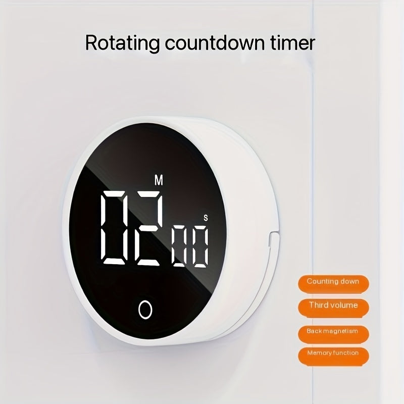 Whisper Quiet LED Kitchen Timer Swiveling Battery-Operated for Cooking and Beauty