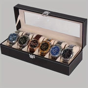 Black Watch Box with 6-Digit Display, Inner PU Leather and Flannelette Storage