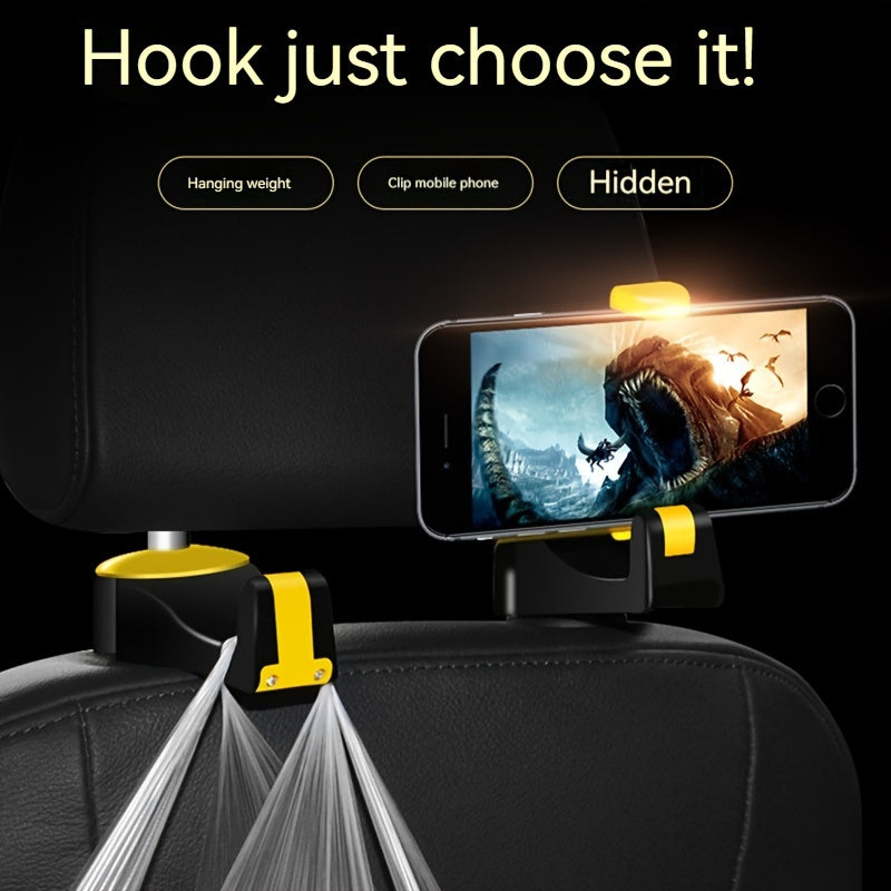 Gancho trasero universal para coche, soporte multiusos para teléfono en el respaldo del asiento