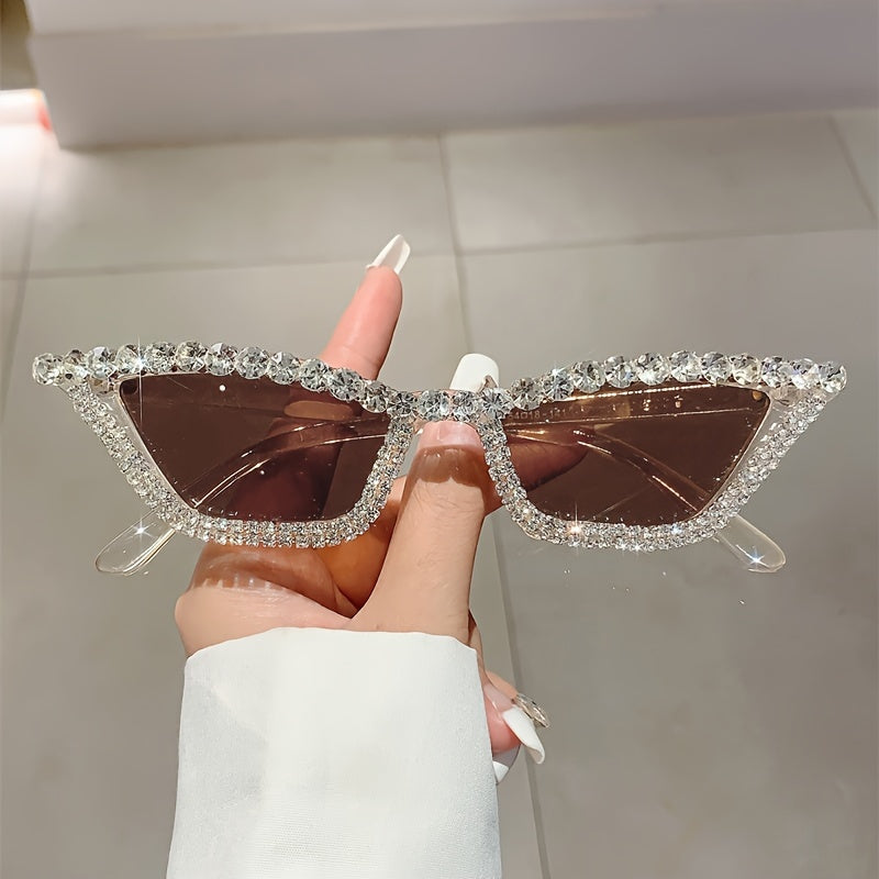 Women’s Cat Eye Glasses Shiny Rhinestone Fashion Sunglasses for Parties and Clubs