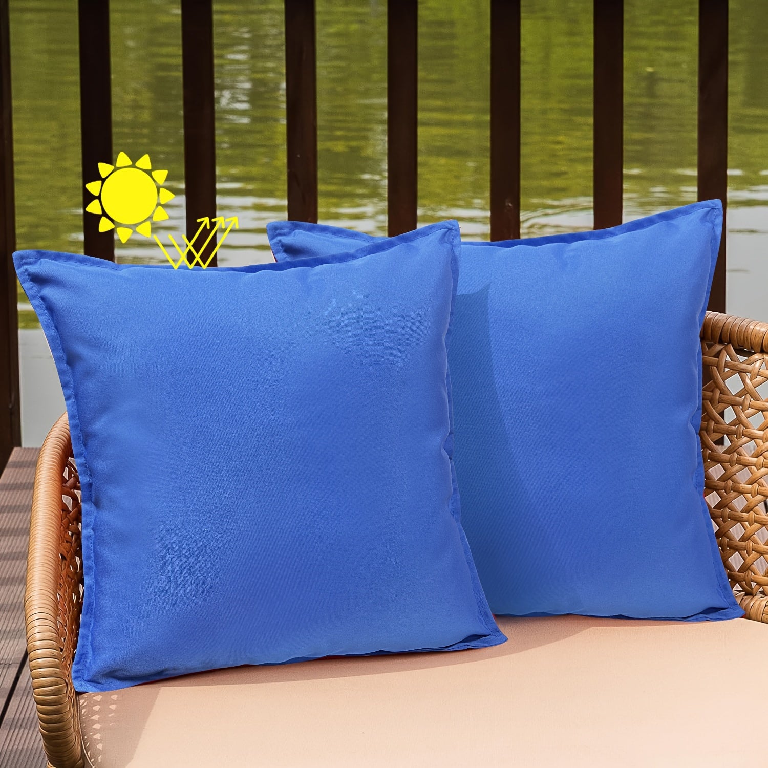 Green Outdoor Cushion Covers 2 Pack Zipper Polyester for Patio Garden Furniture