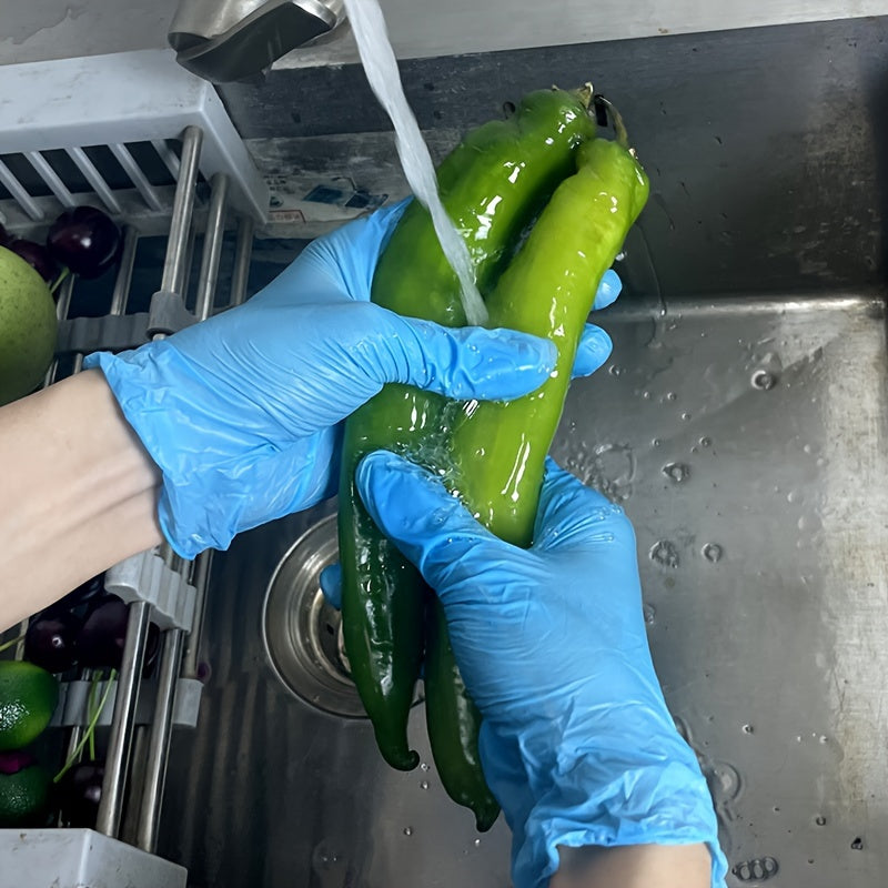 Disposable Blue Nitrile Gloves for Cleaning, Food Handling, and Pet Care
